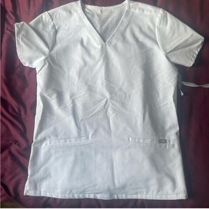 Figs Classic White V-Neck Scrub Top